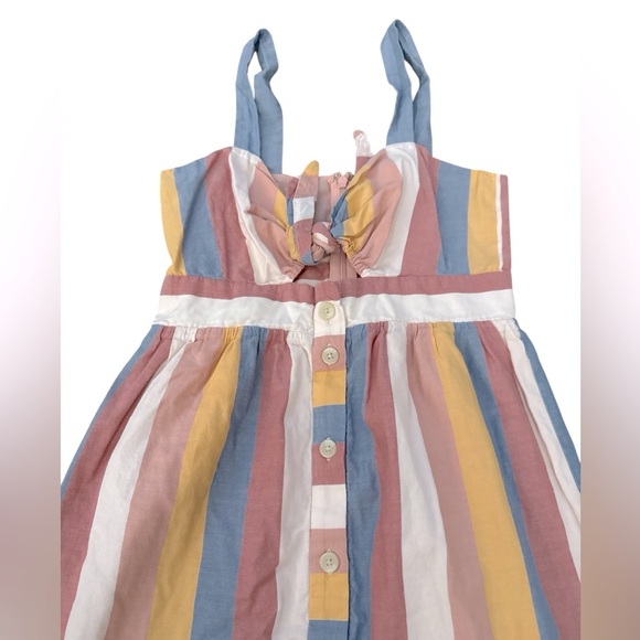 Madewell Tie-Front Cutout Cotton Casual Dress in Sherbet Candy Stripe Size 0 - Picture 9 of 13